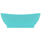 Vidaxl wastafel met overloop ovaal 58,5x39 cm keramiek mat lichtgroen