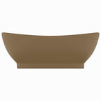 Vidaxl wastafel met overloop ovaal 58,5x39 cm keramiek matcrème