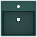 Vidaxl wastafel met overloop vierkant 41x41cm keramiek mat donkergroen
