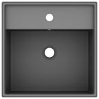 Vidaxl wastafel met overloop vierkant 41x41cm keramiek mat donkergrijs