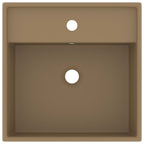 Vidaxl wastafel met overloop vierkant 41x41 cm keramiek matcrème