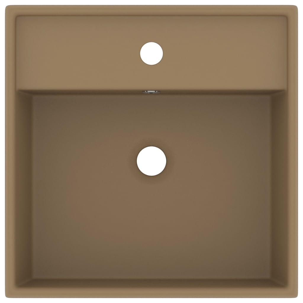 Vidaxl wastafel met overloop vierkant 41x41 cm keramiek matcrème