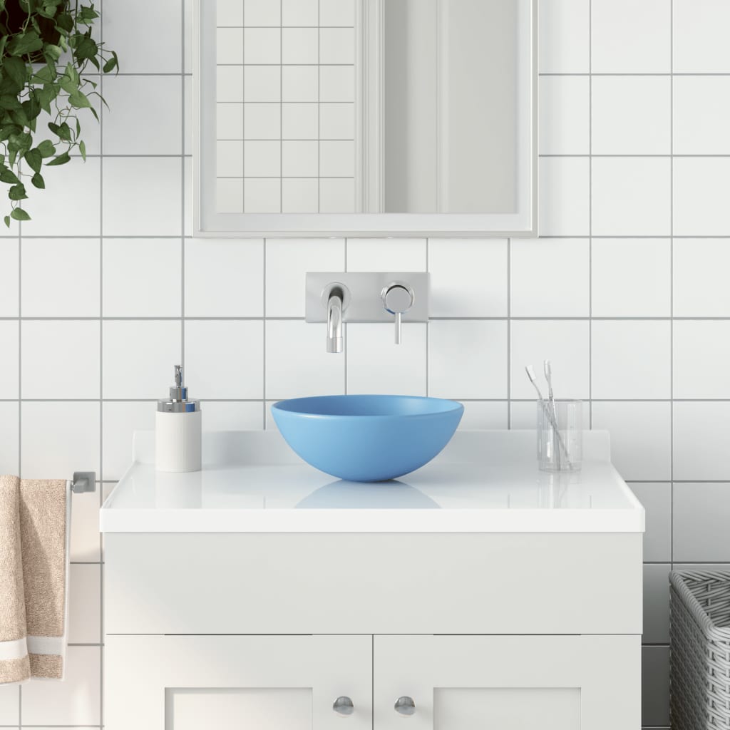 Vidaxl wastafel rond keramiek lichtblauw
