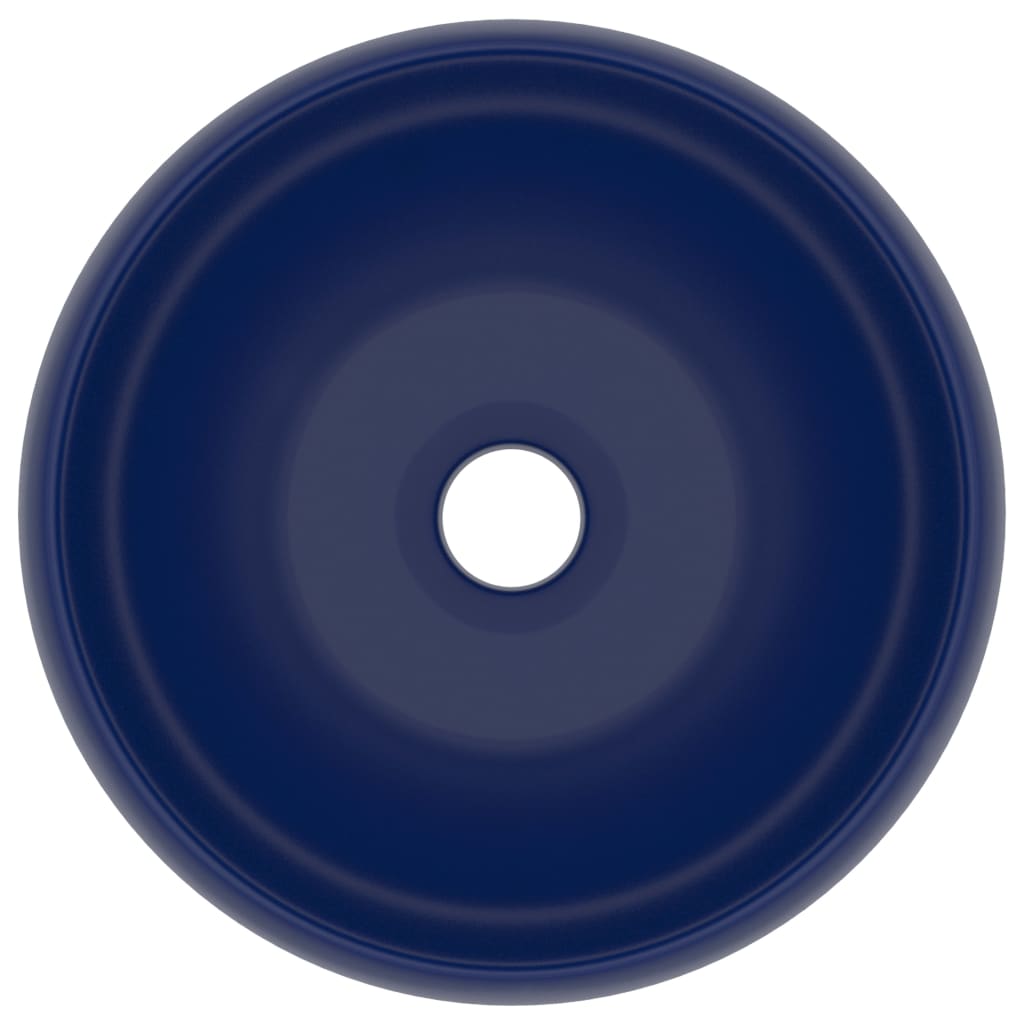 Vidaxl wastafel rond 40x15 cm keramiek mat donkerblauw