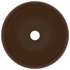 Vidaxl wastafel rond 40x15 cm keramiek mat donkerbruin