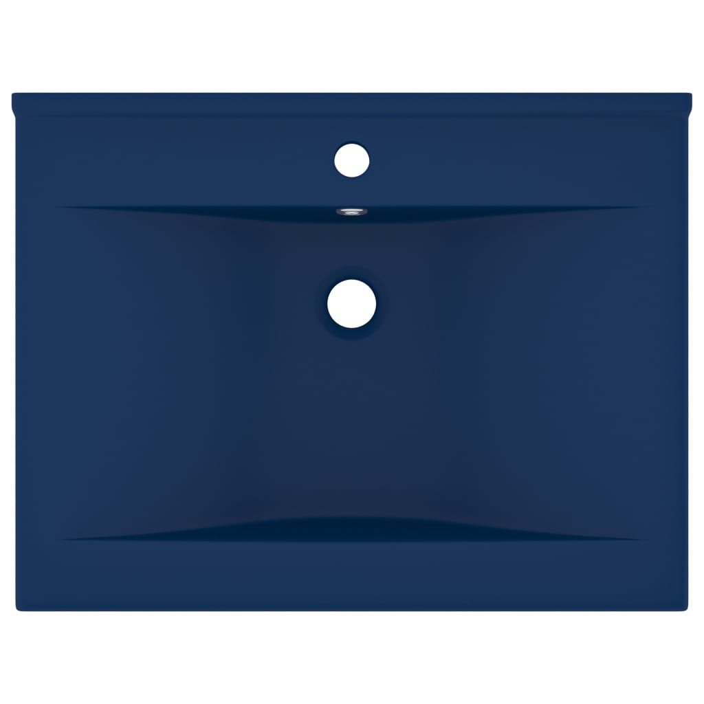 Vidaxl wastafel met kraangat 60x46 cm keramiek mat donkerblauw