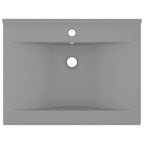 Vidaxl wastafel met kraangat 60x46 cm keramiek mat lichtgrijs