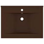 Vidaxl wastafel met kraangat 60x46 cm keramiek mat donkerbruin