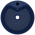 Vidaxl wastafel met overloop 36x13 cm keramiek mat donkerblauw