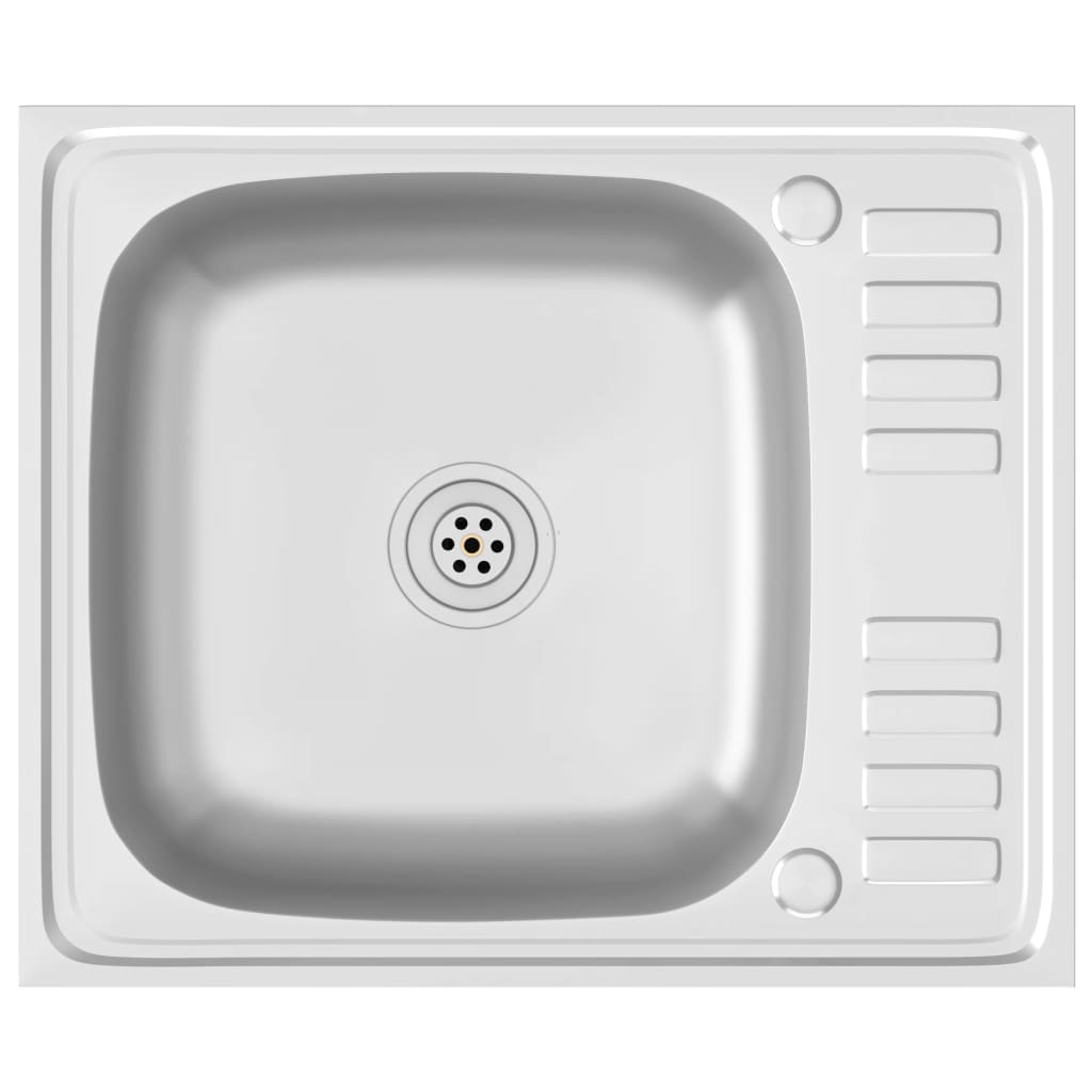Vidaxl gootsteen met afvoerset 600x500x155 mm roestvrij staal zilver
