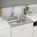 Vidaxl gootsteen met afvoerset 600x600x155 mm roestvrij staal zilver