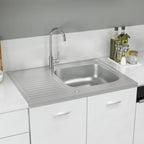 Vidaxl gootsteen met afvoerset 800x600x155 mm roestvrij staal zilver