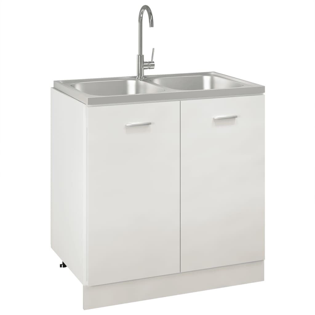 Vidaxl gootsteen dubbele bakken 800x500x155 mm roestvrij staal zilver