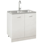 Vidaxl gootsteen dubbele bakken 800x500x155 mm roestvrij staal zilver