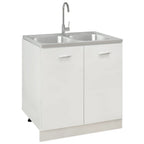 Vidaxl gootsteen met dubbele bak 800x600x155 mm roestvrij staal zilver