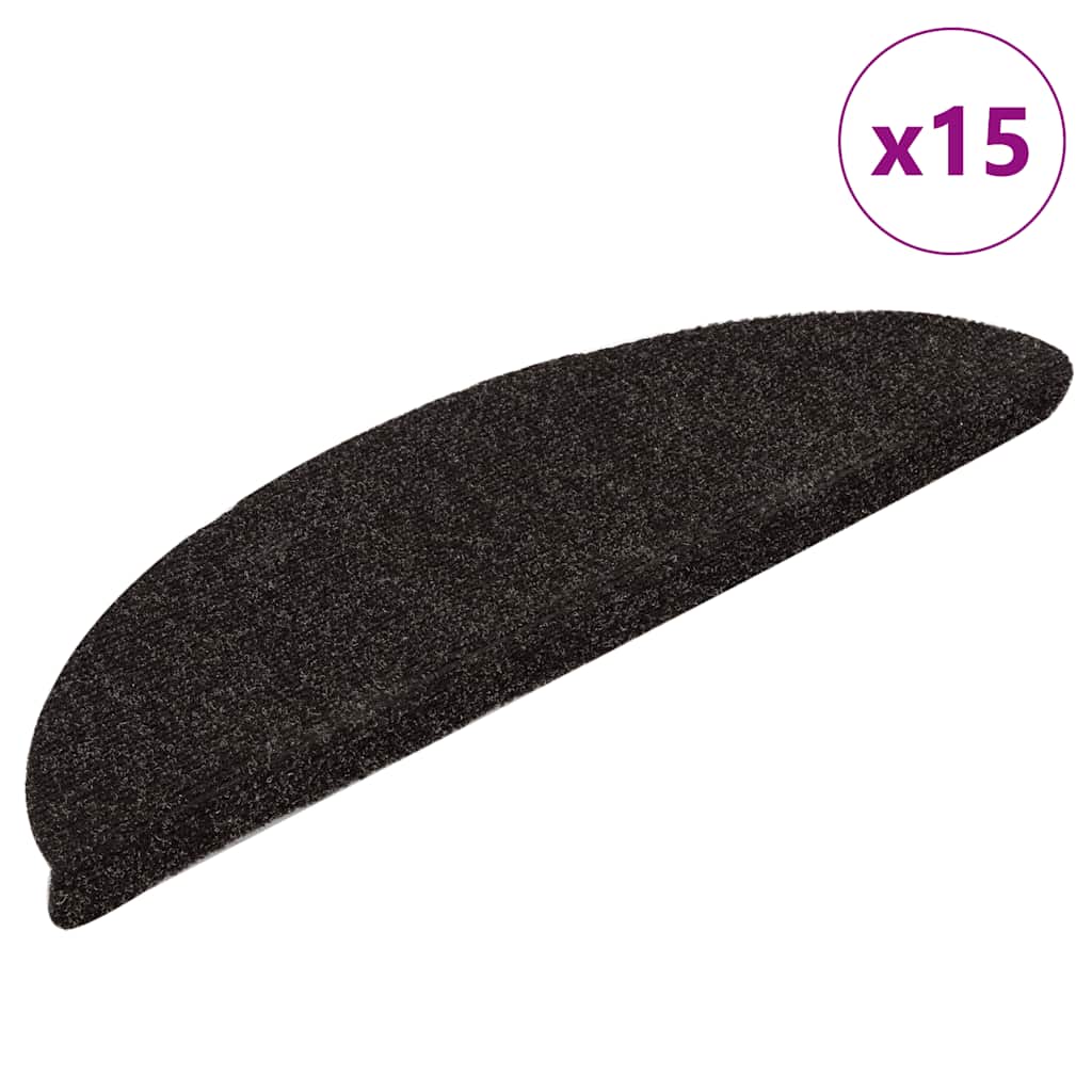 Vidaxl trapmatten zelfklevend 15 stuks 56x17x3 cm donkerbruin halfrond