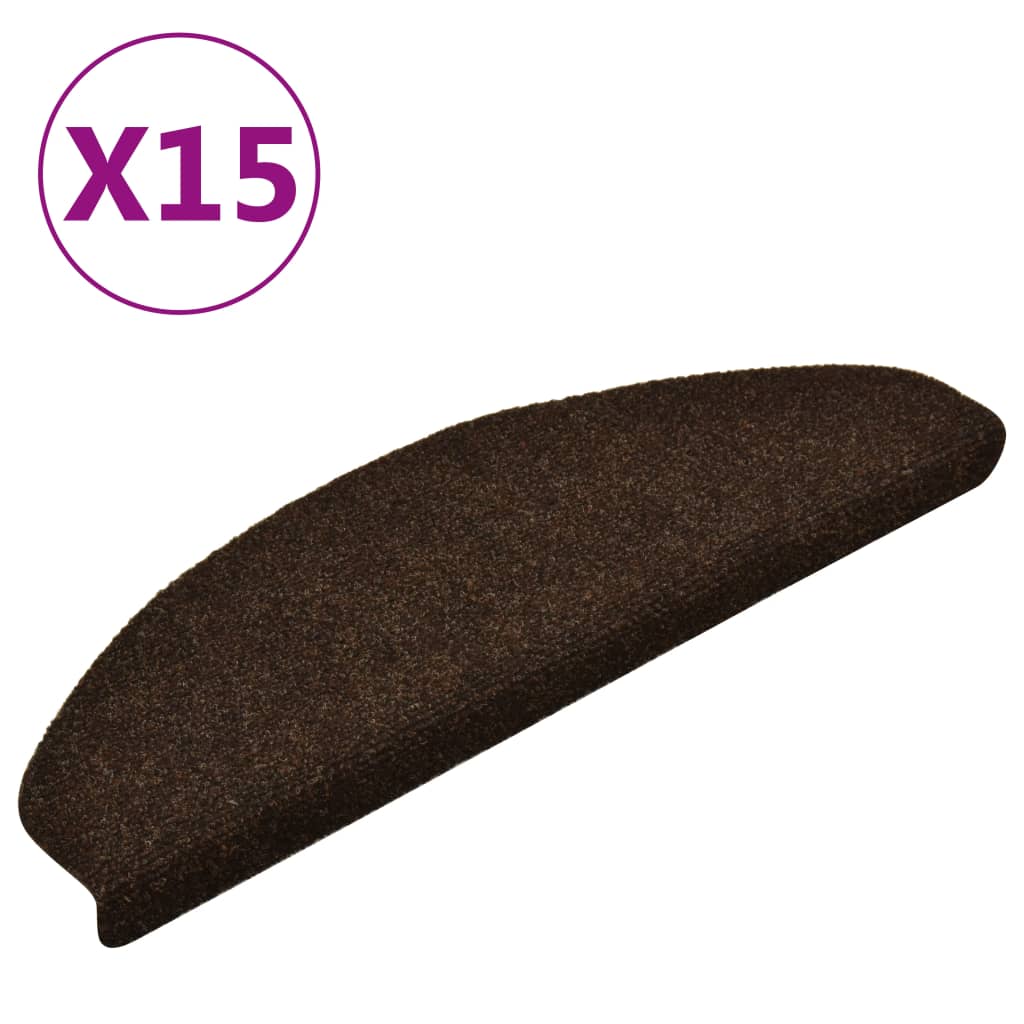 Vidaxl trapmatten zelfklevend 15 stuks 65x21x4 cm bruin halfrond groot
