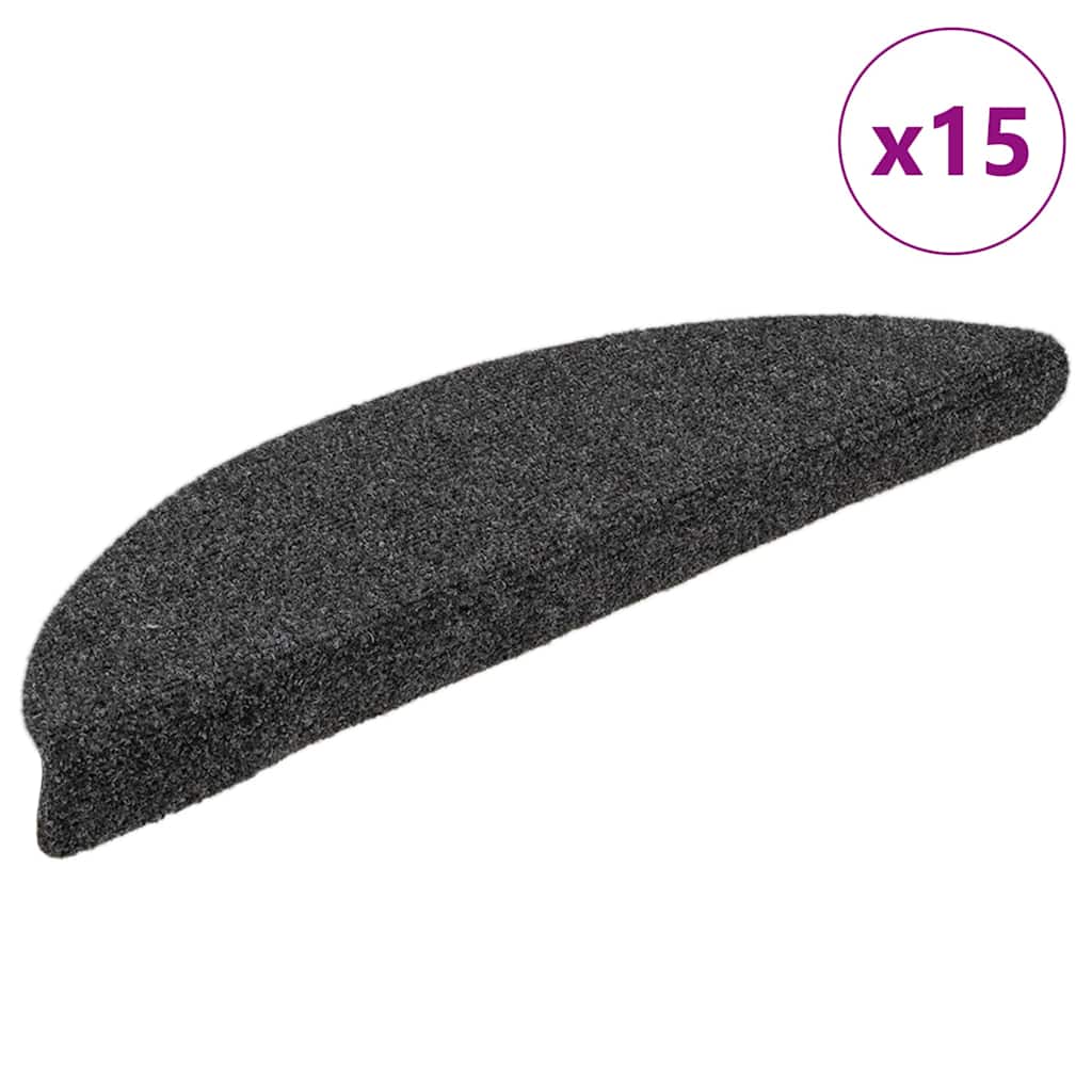 Vidaxl trapmatten zelfklevend 15 stuks 65x21x4 cm antraciet halfrond groot