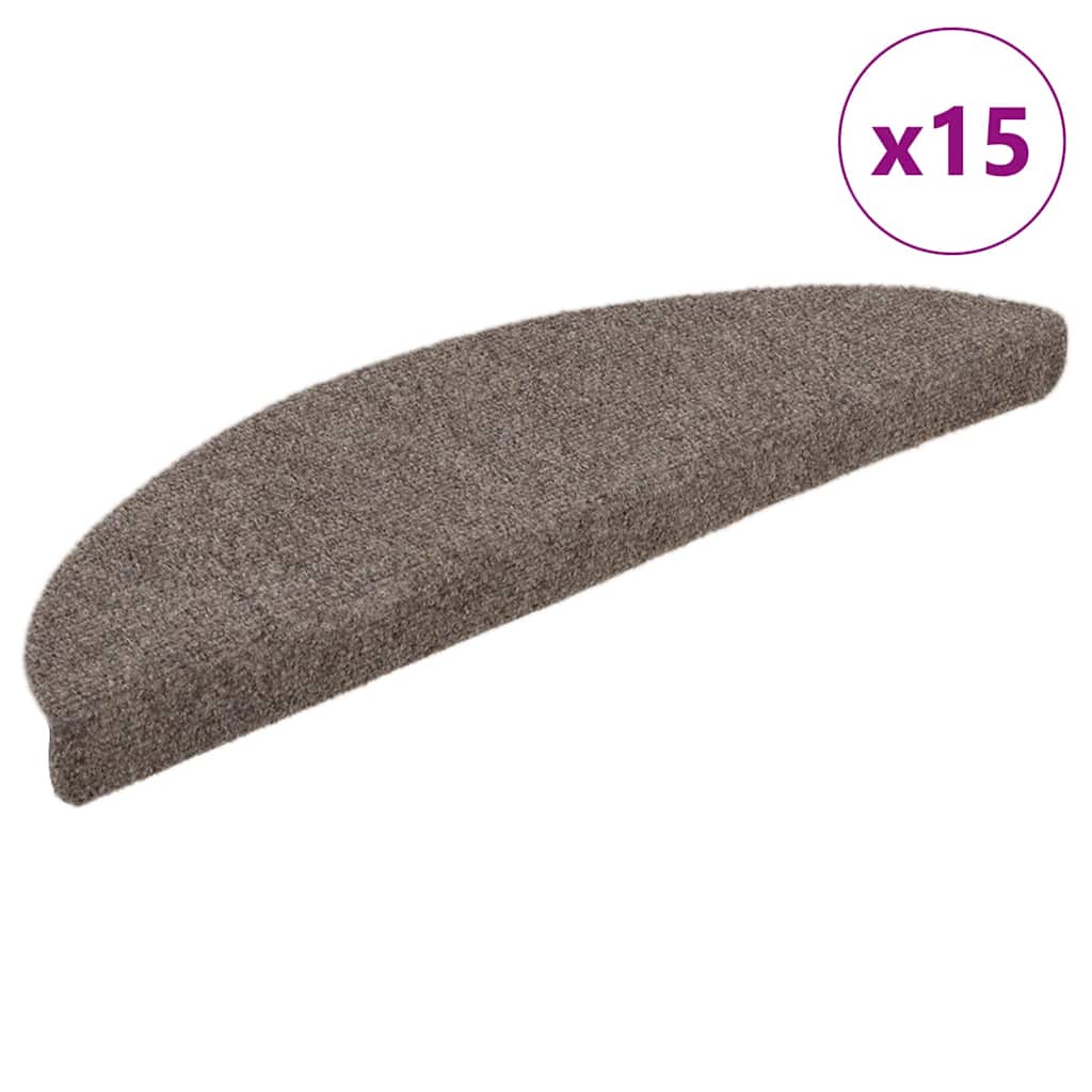 Vidaxl trapmatten zelfklevend 15 stuks 56x17x3 cm beige halfrond