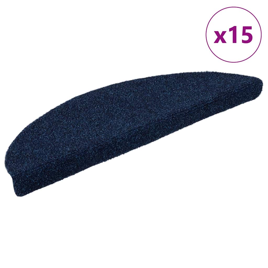 Vidaxl trapmatten zelfklevend 15 stuks 65x21x4 cm marineblauw halfrond groot