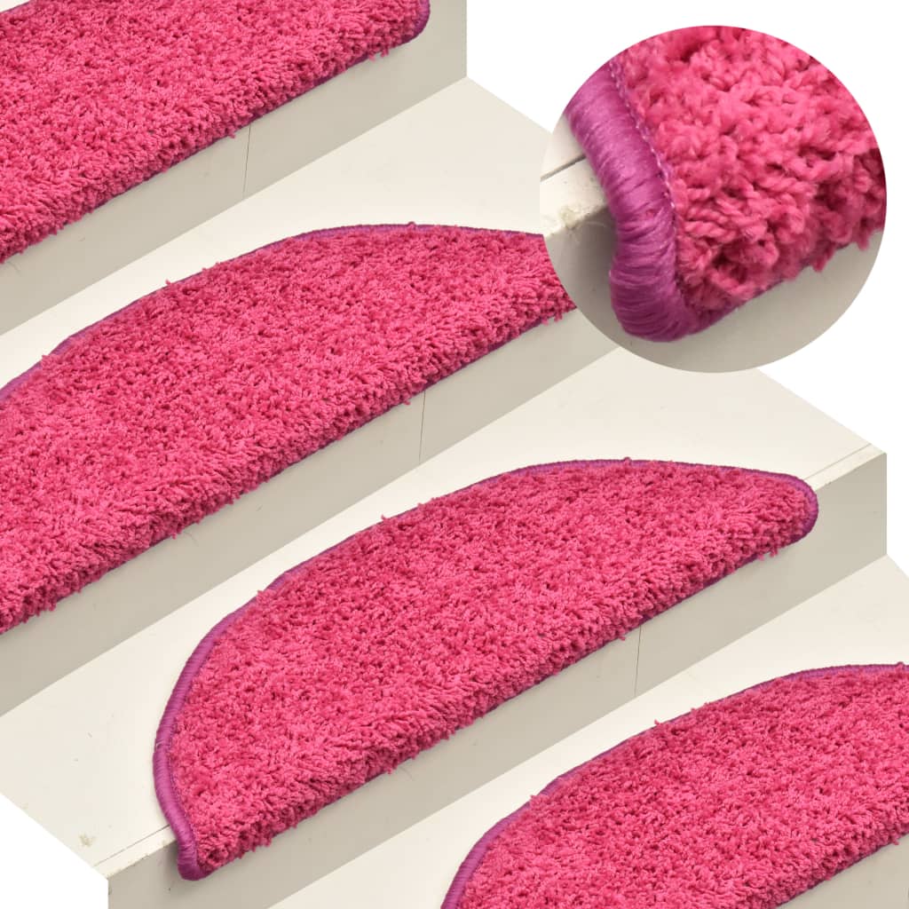 Vidaxl trapmatten 15 st 56x17x3 cm roze halfrond