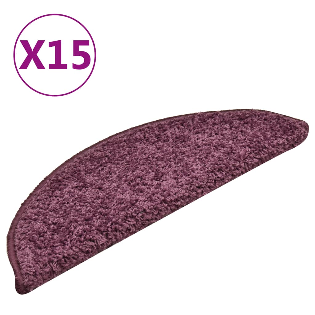 Vidaxl trapmatten 15 st 56x17x3 cm donkerpaars halfrond