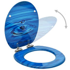 Vidaxl toiletbrillen met soft-close deksel 2 st waterdruppel mdf blauw