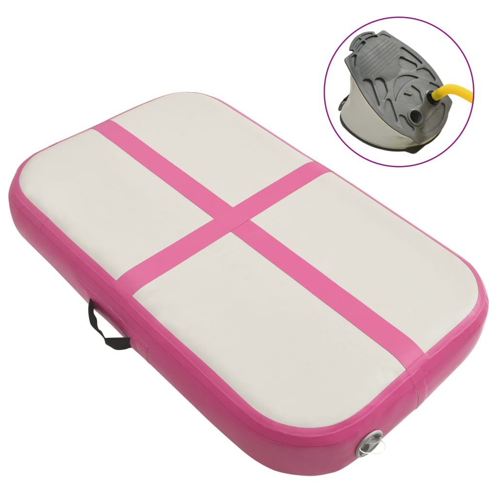 Vidaxl gymnastiekmat met pomp opblaasbaar 60x100x15 cm pvc roze