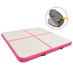 Vidaxl gymnastiekmat met pomp opblaasbaar 200x200x10 cm pvc roze