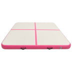 Vidaxl gymnastiekmat met pomp opblaasbaar 200x200x10 cm pvc roze