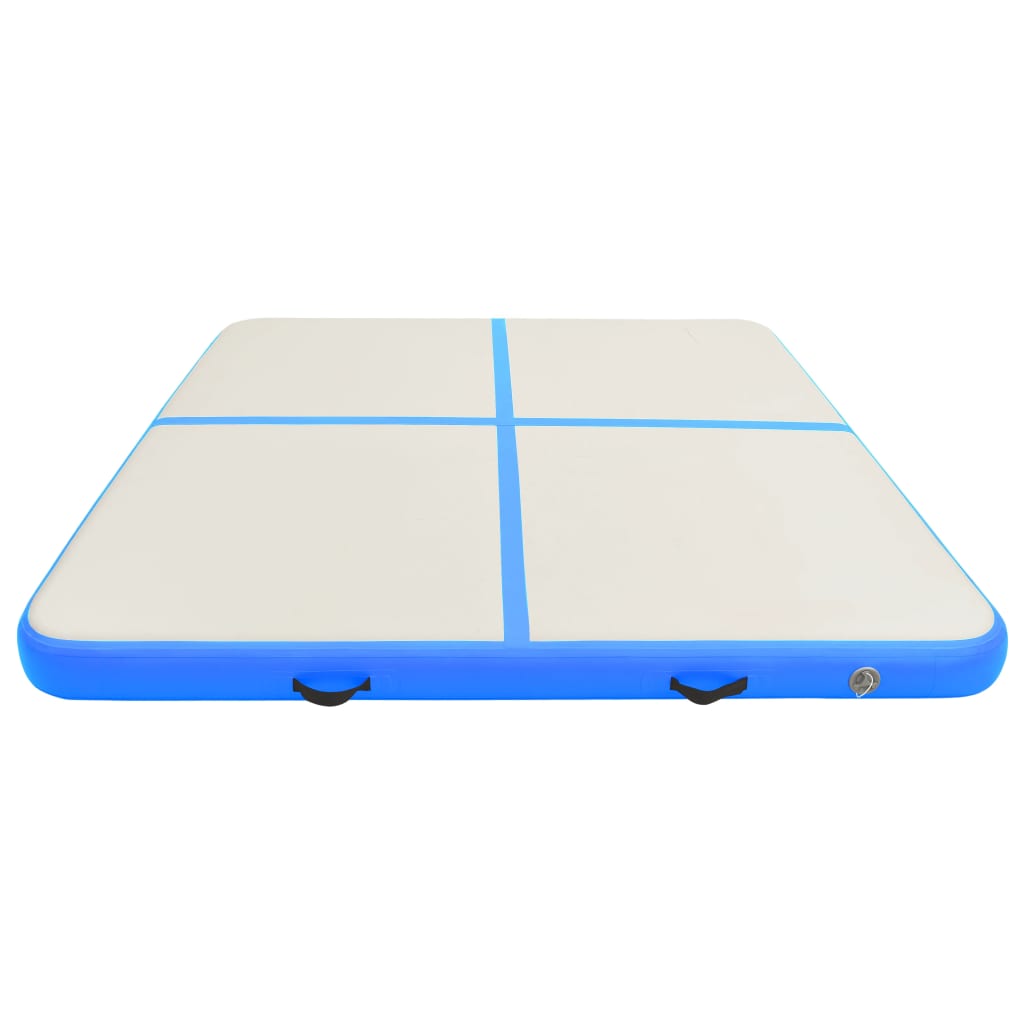 Vidaxl gymnastiekmat met pomp opblaasbaar 200x200x20 cm pvc blauw