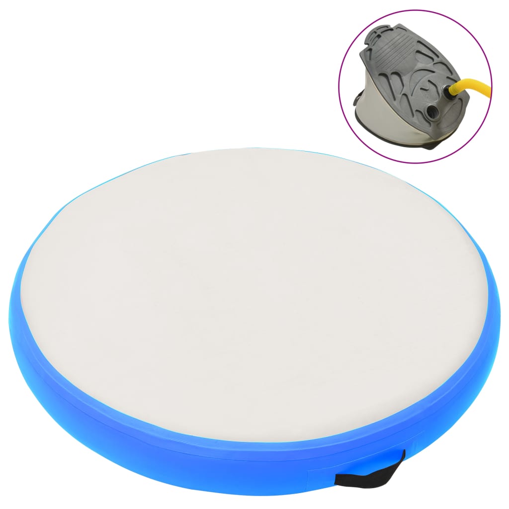 Vidaxl gymnastiekmat met pomp opblaasbaar 100x100x10 cm pvc blauw