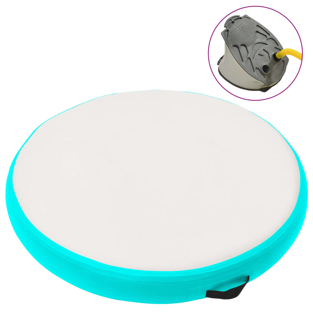 Vidaxl gymnastiekmat met pomp opblaasbaar 100x100x10 cm pvc groen