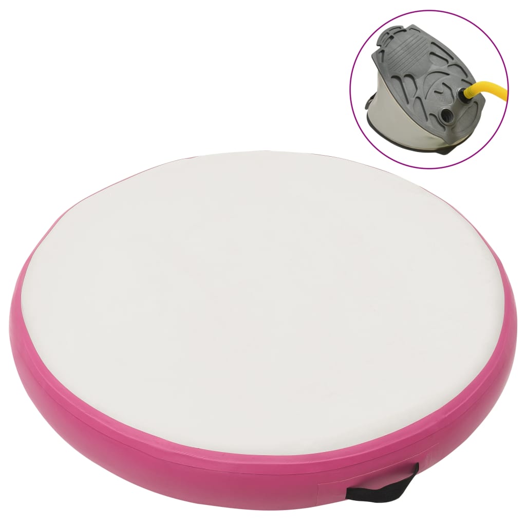 Vidaxl gymnastiekmat met pomp opblaasbaar 100x100x15 cm pvc roze