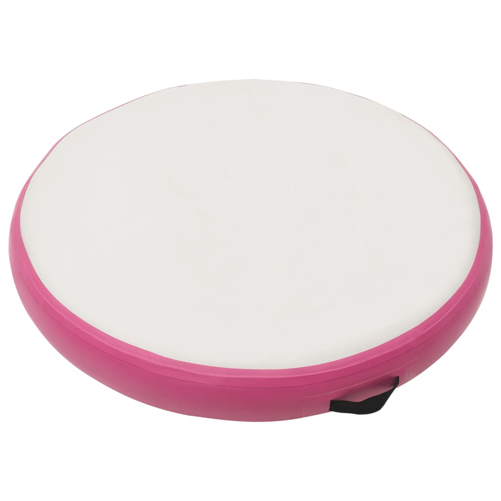 Vidaxl gymnastiekmat met pomp opblaasbaar 100x100x15 cm pvc roze