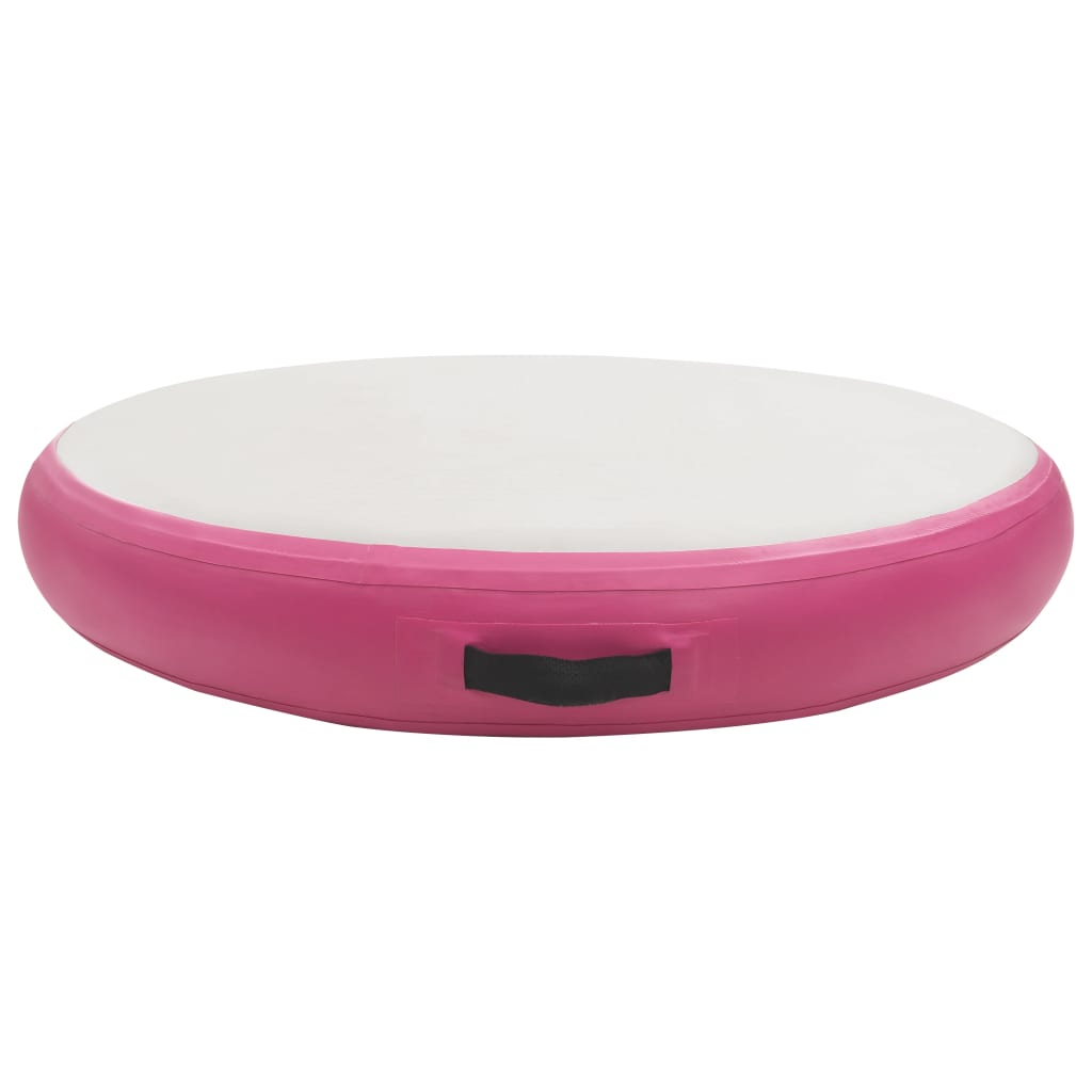 Vidaxl gymnastiekmat met pomp opblaasbaar 100x100x15 cm pvc roze