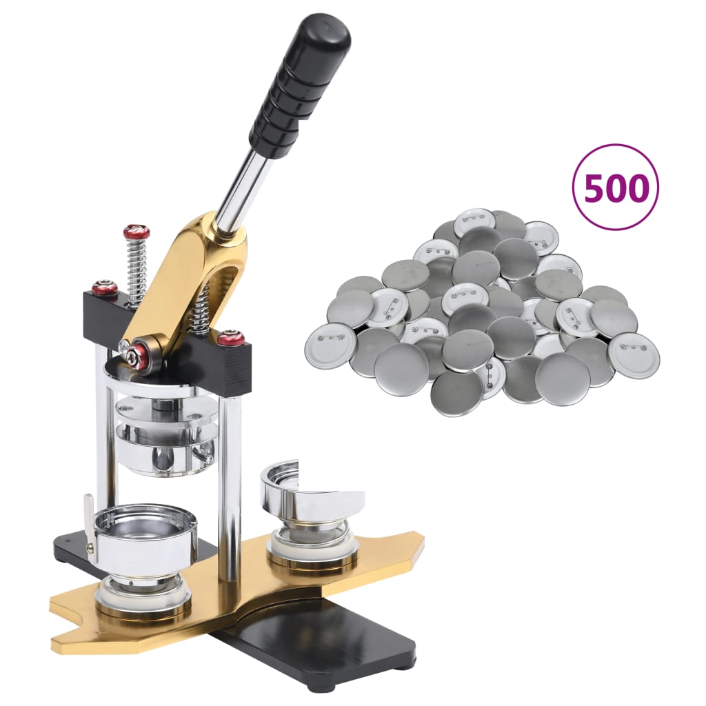 Vidaxl buttonmachine draaipunch met 500 st buttononderdelen 44 mm