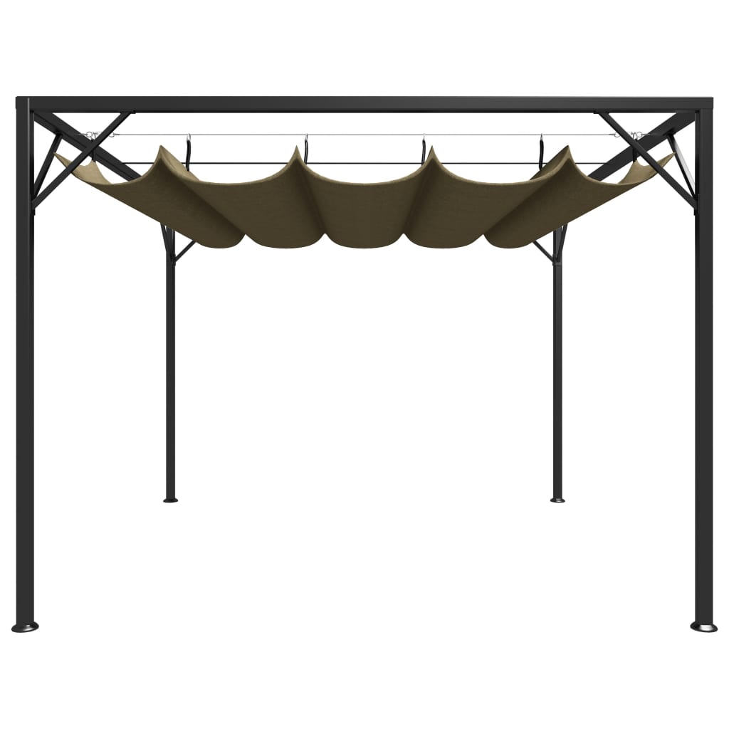 VidaXL Tuinprieel met uittrekbaar dak 180 g m² 3x3 m taupe