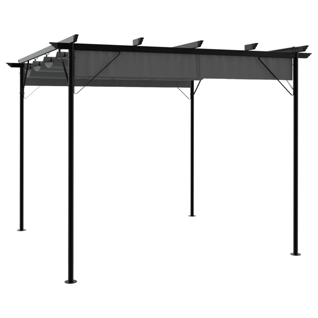 VidaXL Pergola met uittrekbaar dak 180 g m² 3x3 m staal antracietkleur
