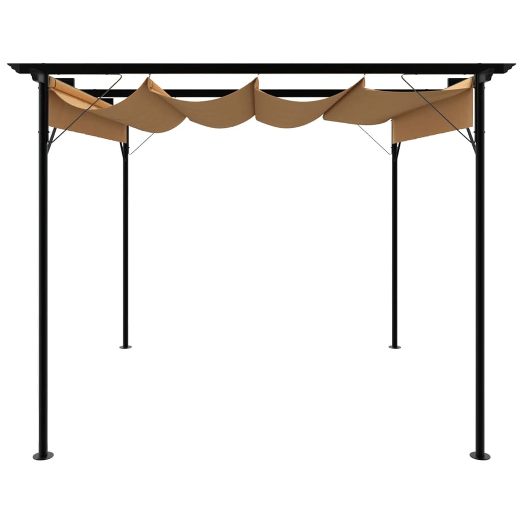 VidaXL Pergola met uittrekbaar dak 180 g m² 3x3 m staal taupe