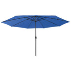 Vidaxl parasol met led-verlichting 400 cm azuurblauw