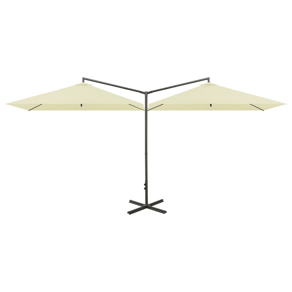 Vidaxl parasol dubbel met stalen paal 600x300 cm zandkleurig