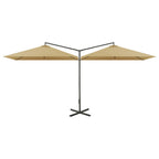 Vidaxl parasol dubbel met stalen paal 600x300 cm taupe