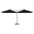 Vidaxl parasol dubbel met stalen paal 600x300 cm zwart
