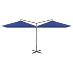 Vidaxl parasol dubbel met stalen paal 600x300 cm azuurblauw