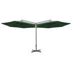 Vidaxl parasol dubbel met stalen paal 600 cm groen