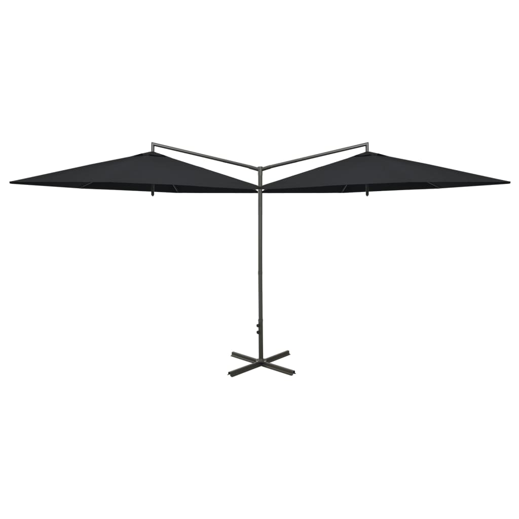 VidaXL Parasol dubbel met stalen paal 600 cm zwart