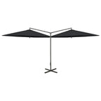 VidaXL Parasol dubbel met stalen paal 600 cm zwart