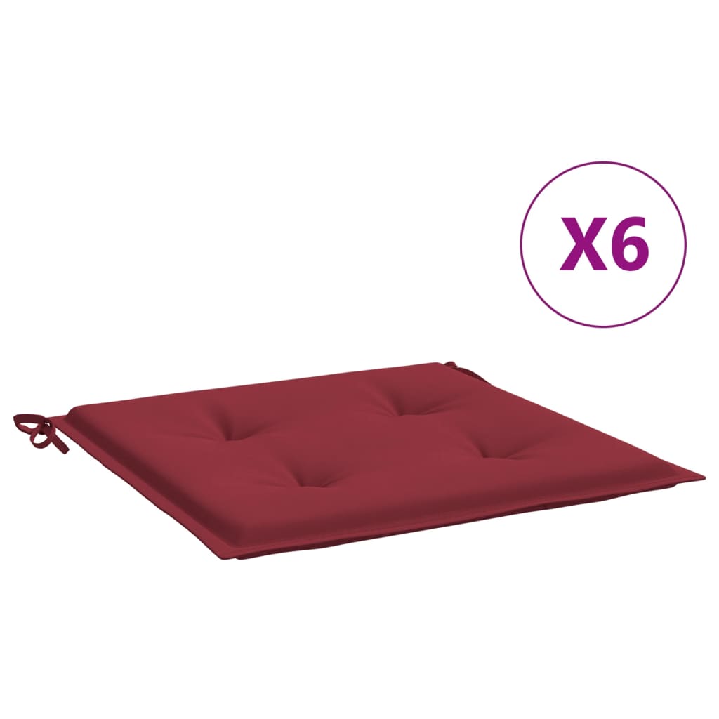 Vidaxl tuinstoelkussens 6 st 40x40x4 cm oxford stof wijnrood