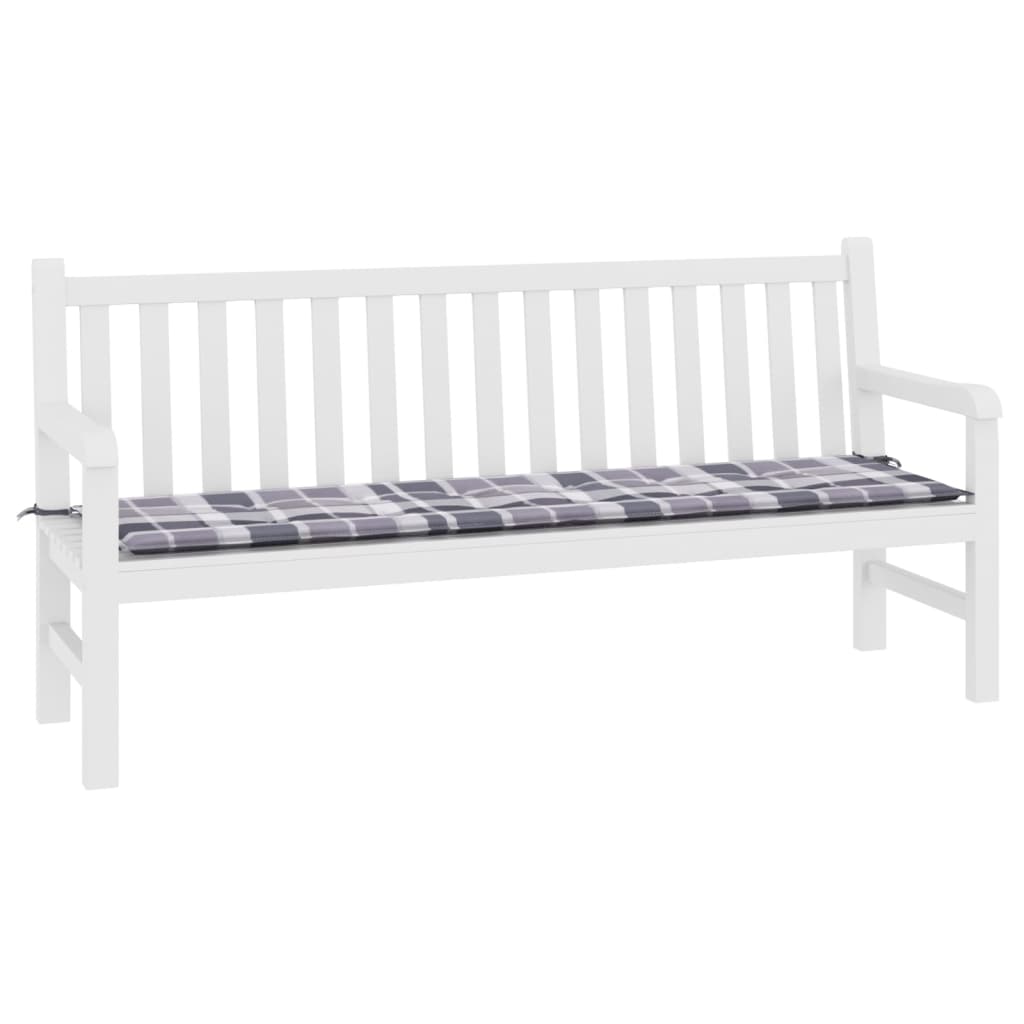 Vidaxl tuinbankkussen 180x50x4 cm oxford stof ruitpatroon grijs